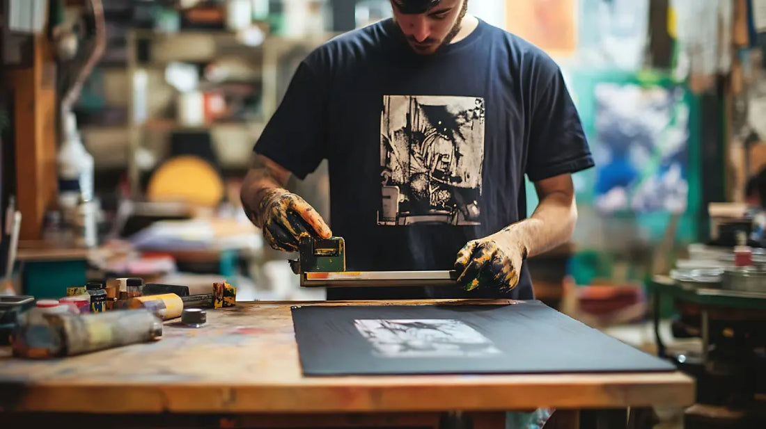 A well-organized print on demand facility processing custom apparel and accessories.